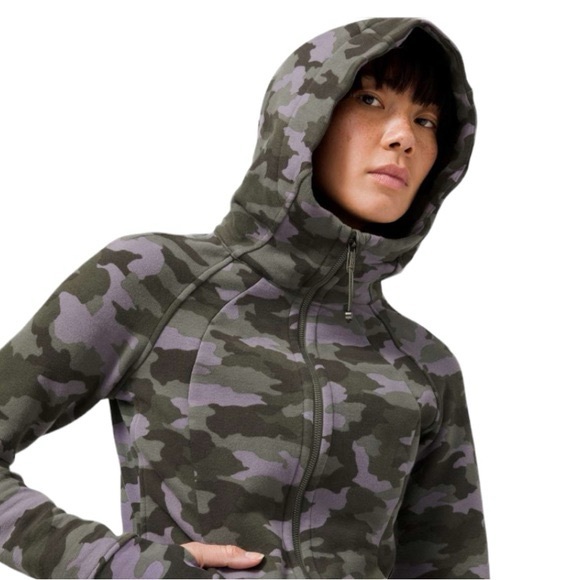 Lululemon Scuba Zip Up Hoodie Purple Camo Size 6 Women’s Hooded Sweater pockets - Picture 12 of 16